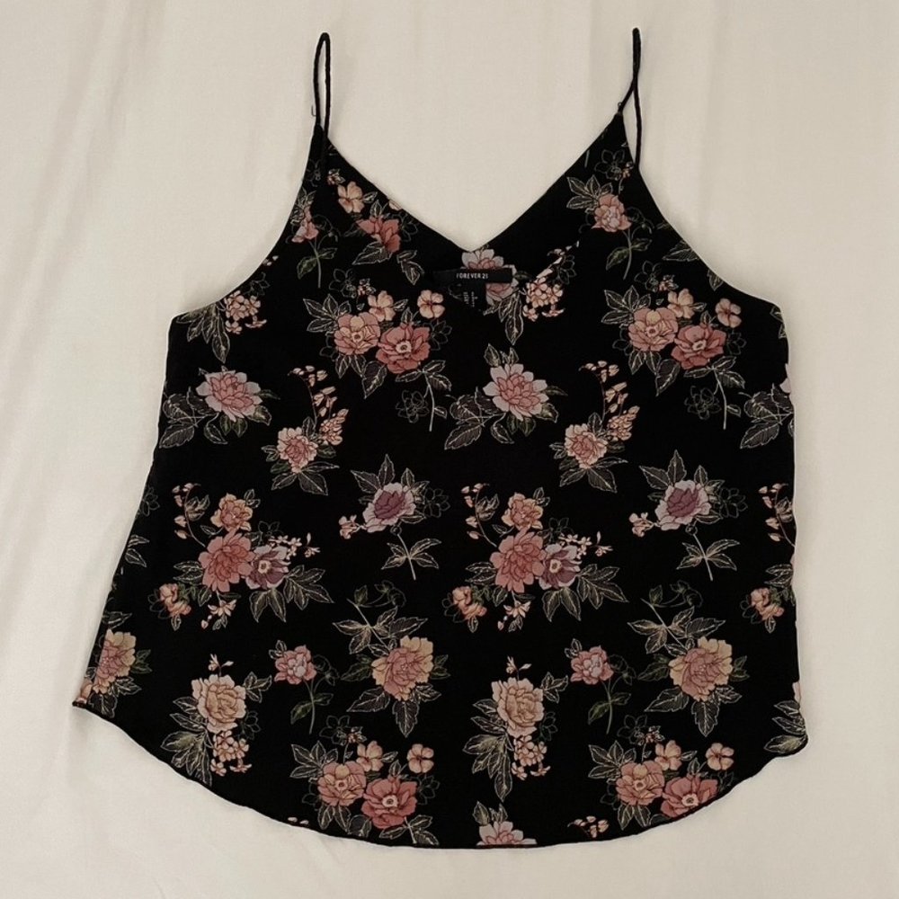 Black Floral Tank Top